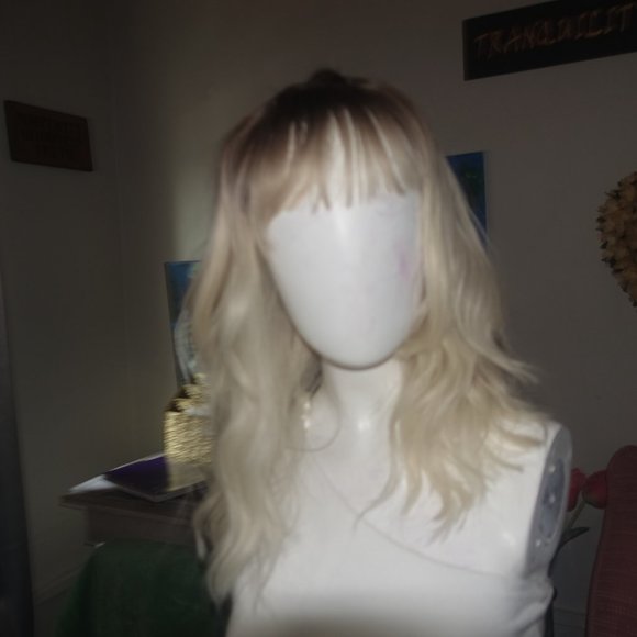 Adorable Blonde human hair blend wig main image 11